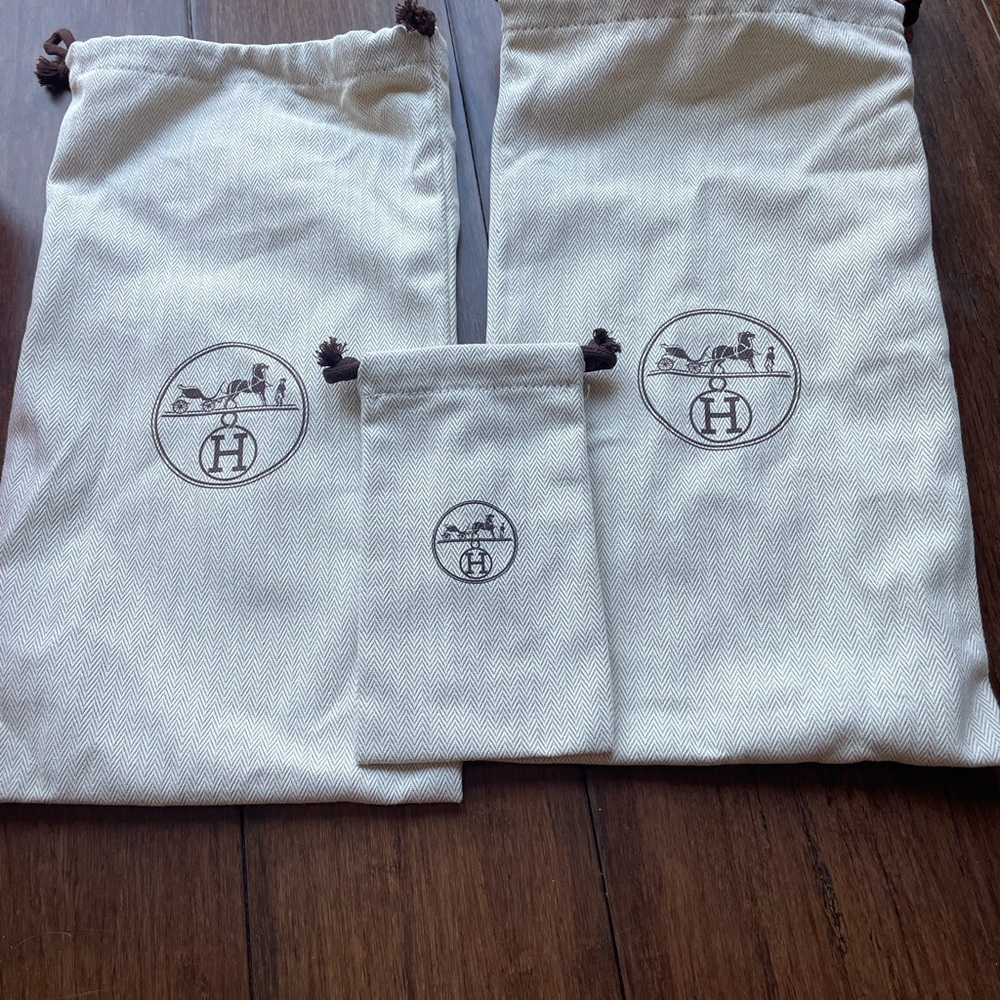 Hermes (empty) shoe box and dust (pouch) bags